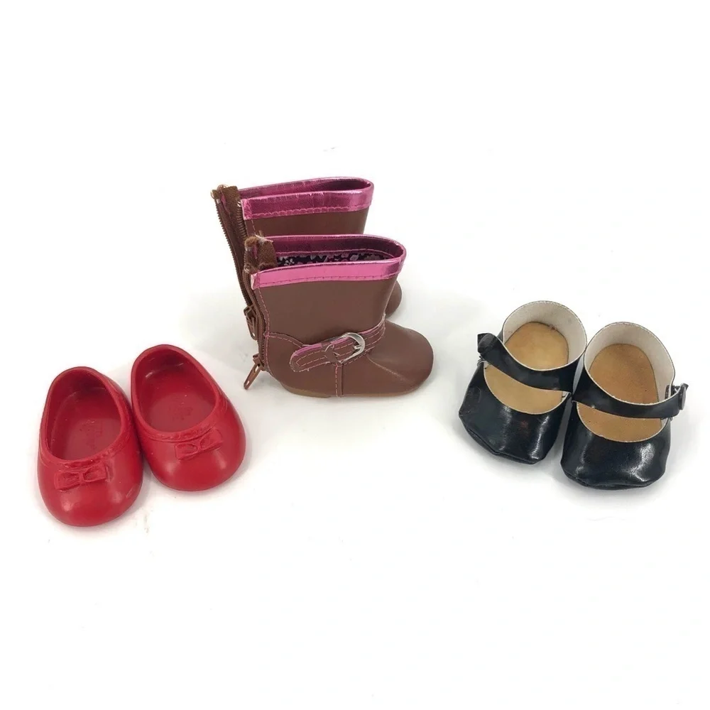 Doll Shoes Lot Fits American Girl Or Equivalent Flats Western Boots Mary Jane